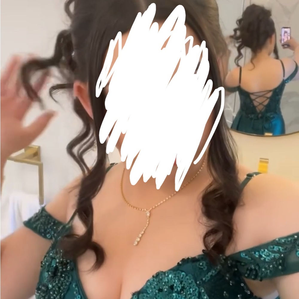 Green Strapless Slit Gown for Prom - Picture 2 of 4